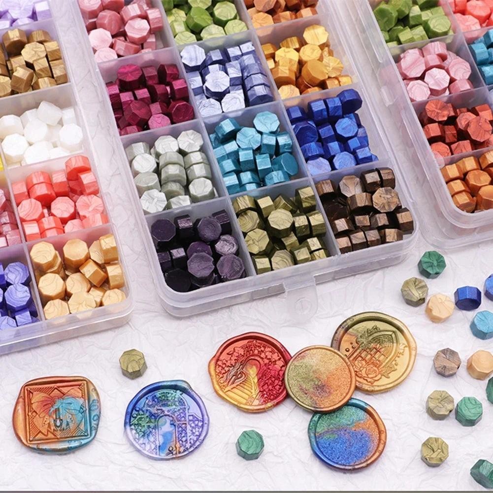 

375PCS Wax Sealing Beads Mixed Colors Fire Lacquer Wax Pellets Set Sealing Wax Pellets Stamp Card Making Tools Seals Lacre