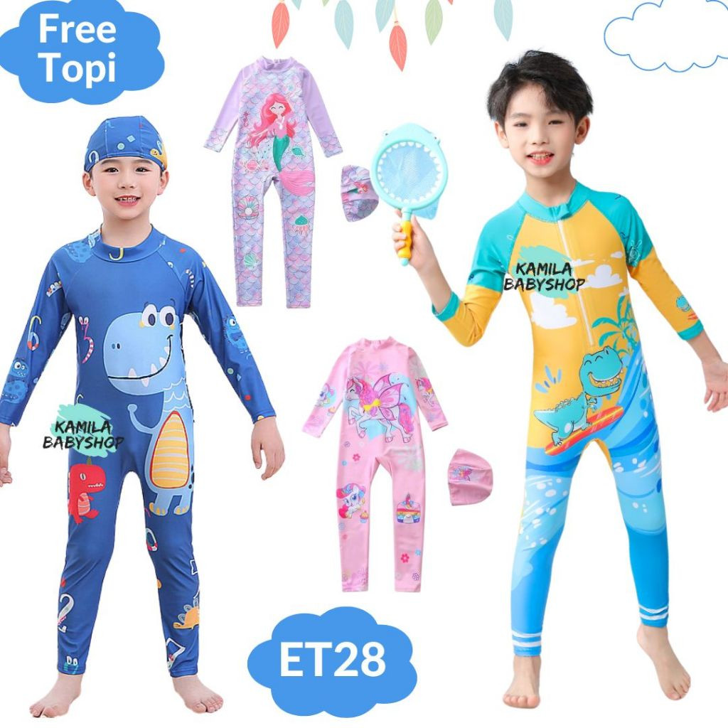 ES78FF ET28 Baju Renang Anak Perempuan Panjang/ Baju Renang Anak Laki-laki Panjang/ Swimwear Anak Pa