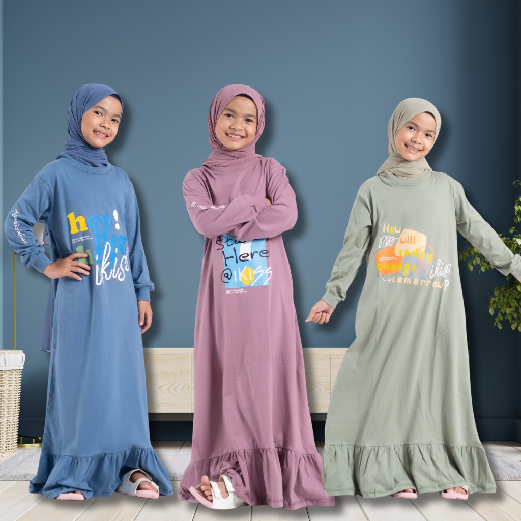 [HOT NEW] Gamis Anak Perempuan bahan kaos Katun Premium 5 - 14 Tahun Longdress Gamis Anak Perempuan 