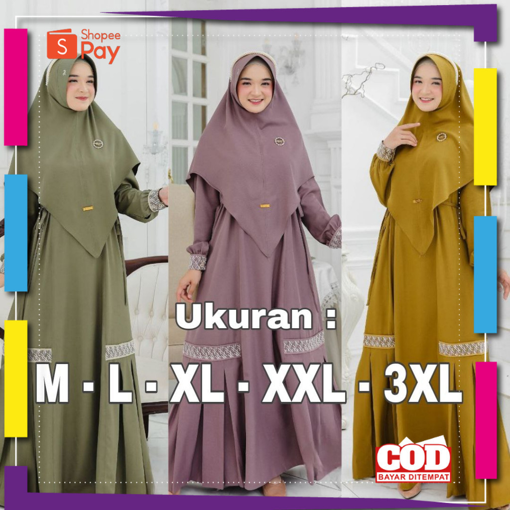 [PREMIUM ORIGINAL] GAMIS SYARI SET HIJAB WAROHMAH SYAR'I FASHION MUSLIM WANITA TERBARU BAJU MUSLIMAH