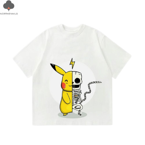 UNISEX TSHIRT WHITE PIKACHU SKULL size S-M-L-XL costum 24s
