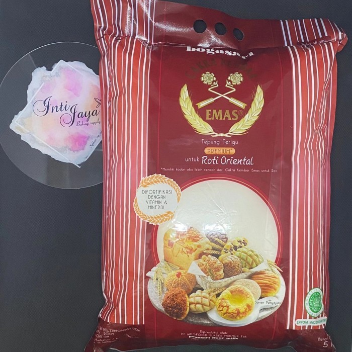 

bogasari emas tepung terigu premium untuk roti oriental 5 kg