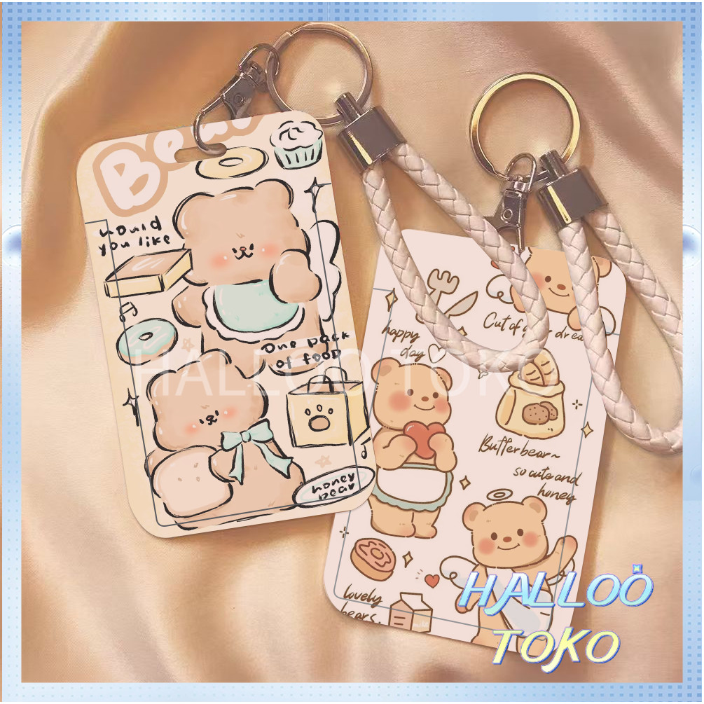 

ID CARD HOLDER MOTIF KAWAII TEMPAT KARTU PHOTOCARD PHOTO CARD Pelindung + Tali, Beruang madu yang lucu