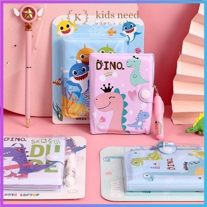 

ACEH.BRO Buku Dairy Kancing Karakter Lucu/Memo+Pen Mini Imut/Notebook BTS - dinosaur