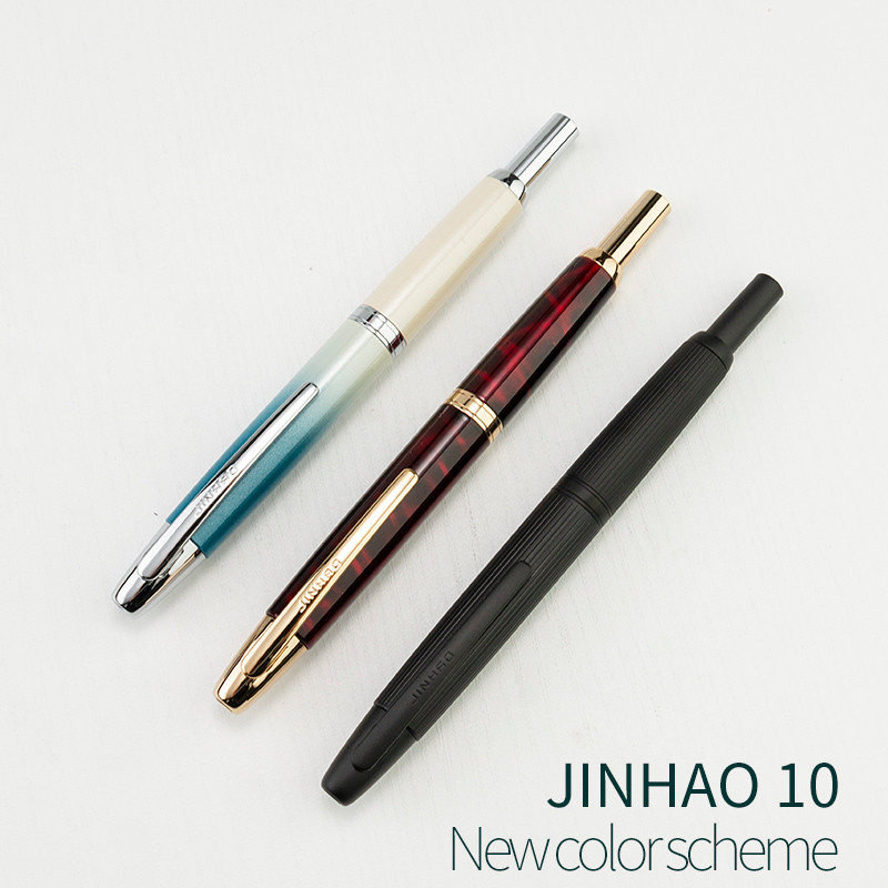 

JINHAO 10 Press Retractable Fountain Pen EF/F Nib ME Metal Matte Black Writing Ink Pen Converter with Clip Office Supplies Gift
