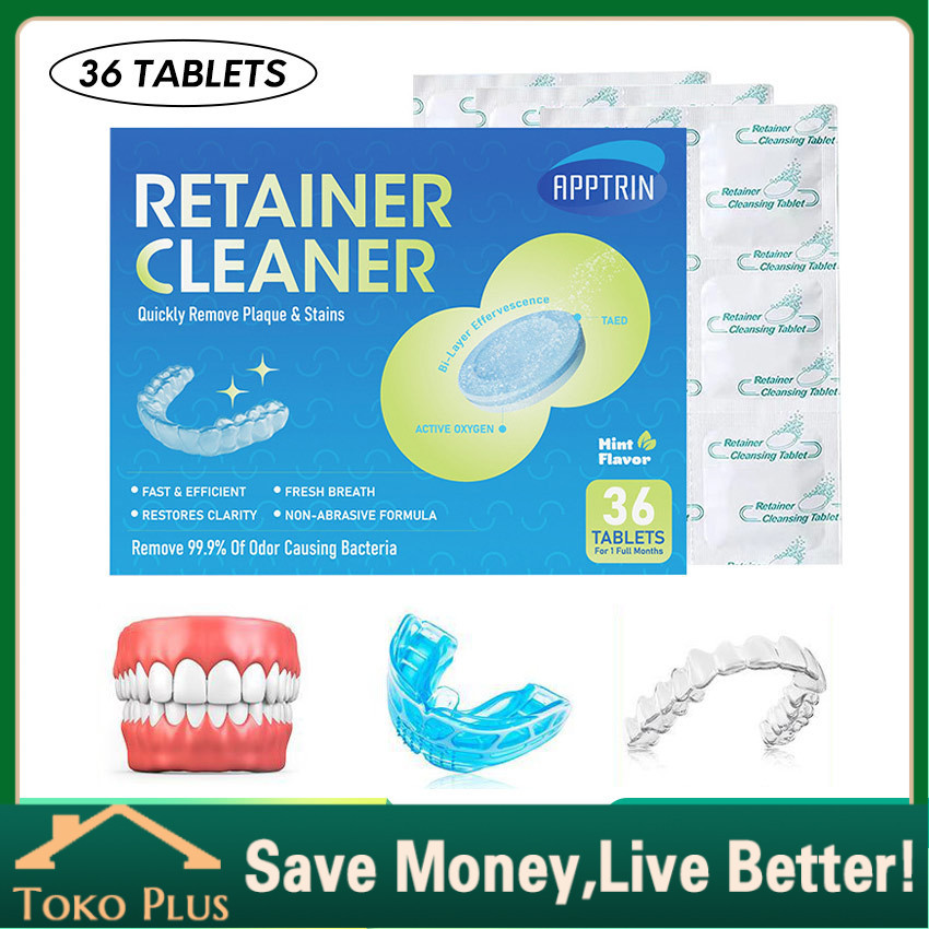 36Tablet Pembersih Gigi Palsu Kuning / Pemutih Gigi Palsu Kuning Denture Cleanser