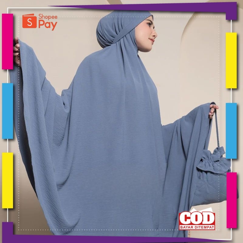 [PREMIUM ORIGINAL] (Bisa COD) MUKENA DEWASA JUMBO Mukena Lesti 3in1 Viral Bahan Crinkle Airflow Prem