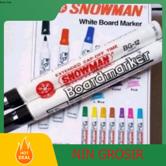 

Spidol Whiteboard Papan Tulis Snowman BG-12 Marker HITAM (BISA DIHAPUS) isi 1 Pcs