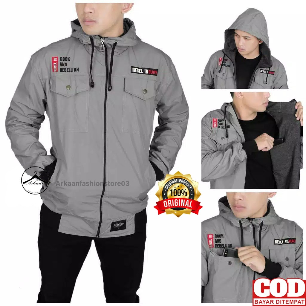 SW32Q AKN Jaket Semi Parka Unisex / Jaket Pria Wanita Original Rebel Id Anti Air Waterproof