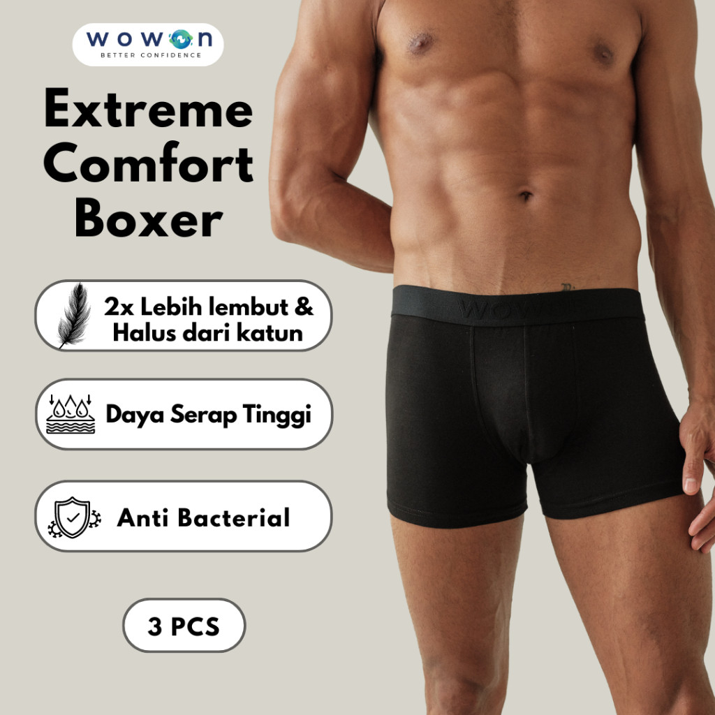 GT65R Wowon Men Boxer - Celana Dalam Pria - 3 PCS - Extreme Comfort