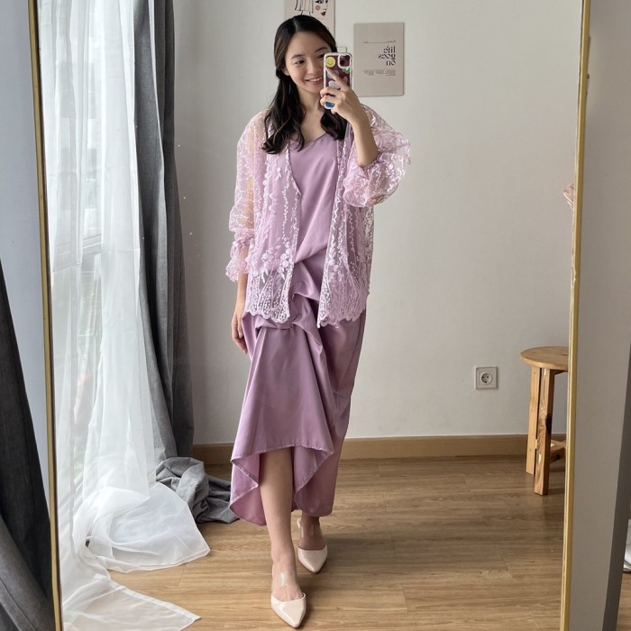 Bambee / Rhei Collection - Petra Dress | Dress Lebaran Pesta Bridesmaid Brukat - LILAC