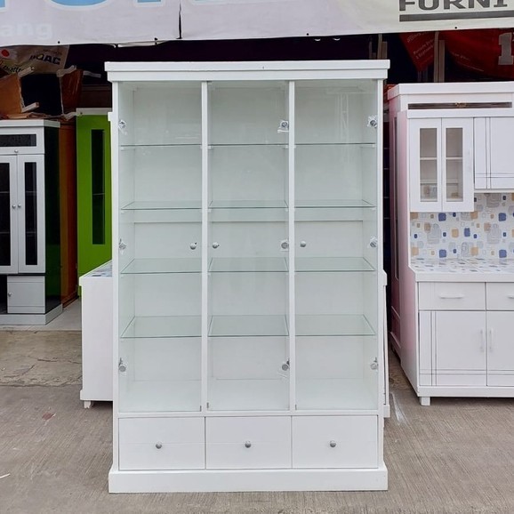 Lemari Pajangan Kaca 3 Pintu / Kabinet / Display Showcase Tas Sepatu AS99