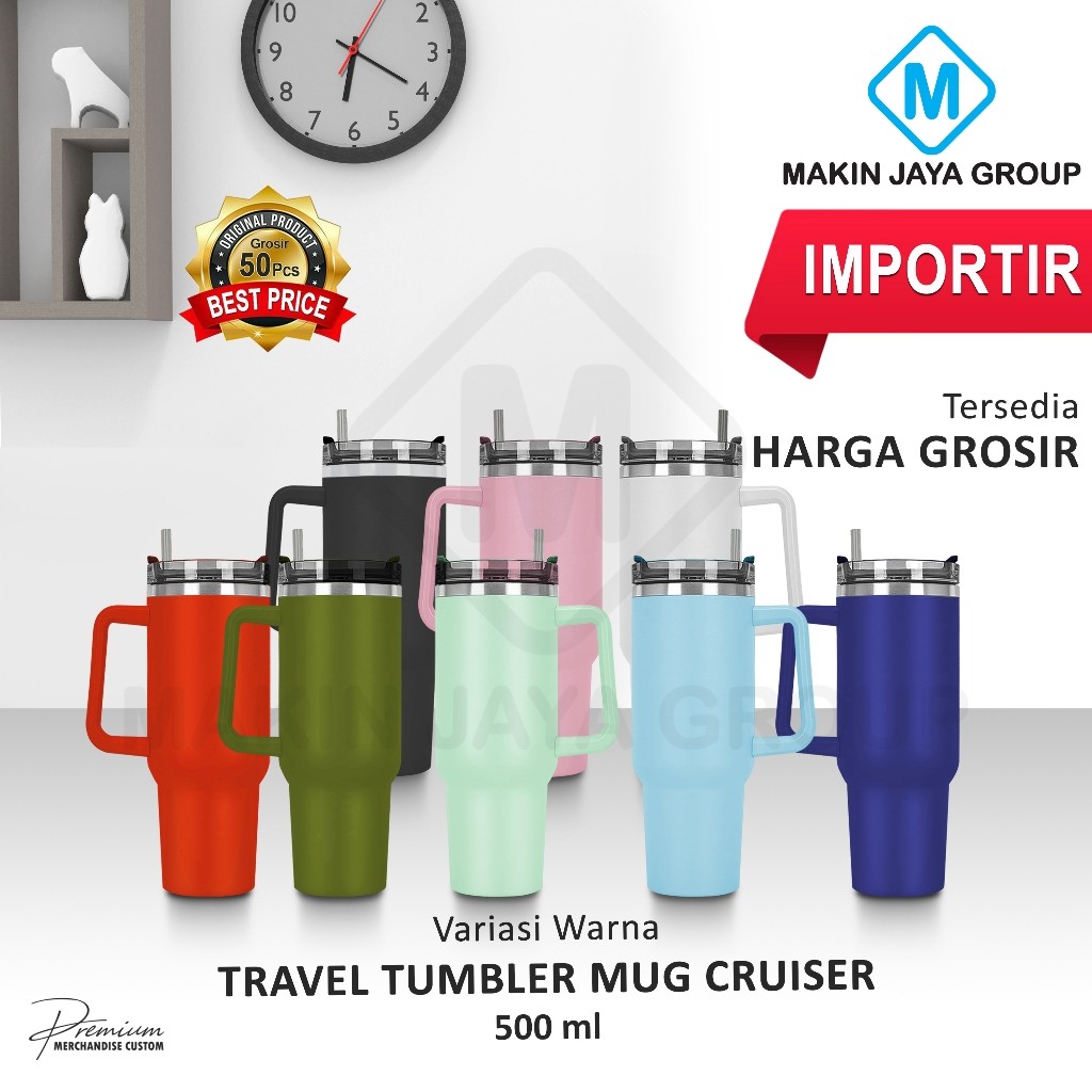 Mobile Grosir Mug Cruiser 900ml Polos Mug Portable Tahan Panas Dingin Termos Tumbler