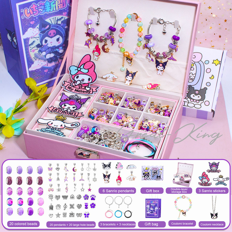 Set Gelang Gelang Manik-manik Gelang Manik-manik Anak Hadiah Ulang Tahun Gadis Manik-manik DIY Gelan