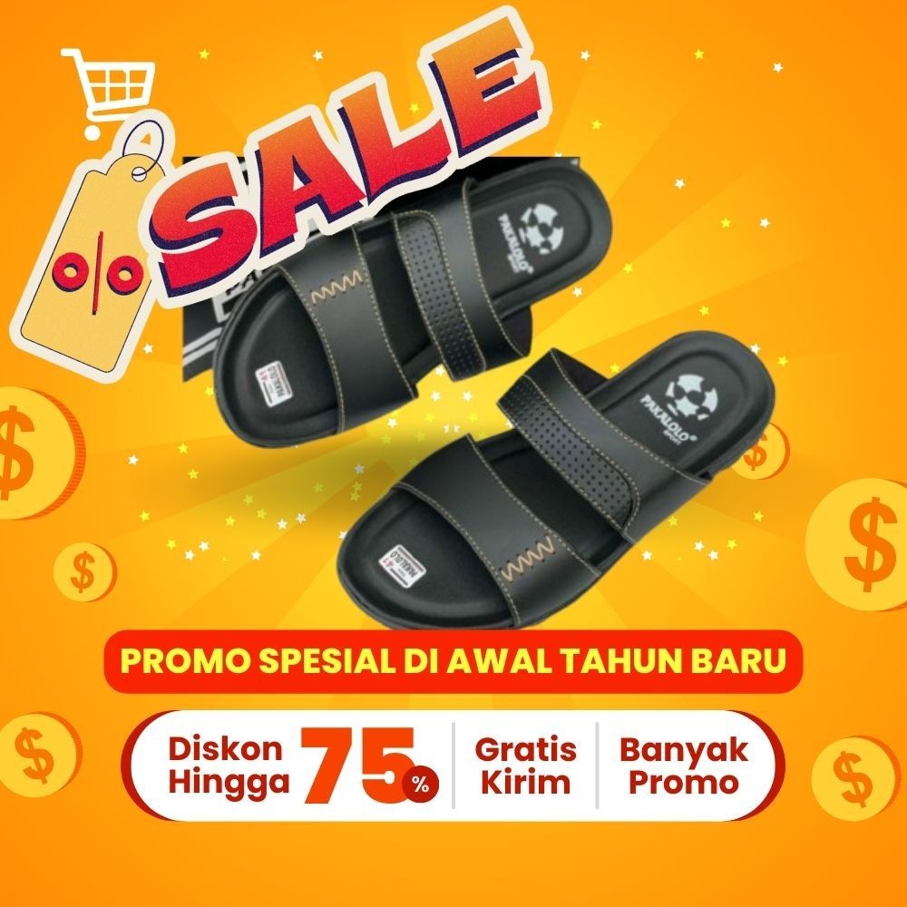 Sandal Selop Pakalolo Pria original 100% Asli Kekinian Terbaru Full Hitam Murah Meriah Keren