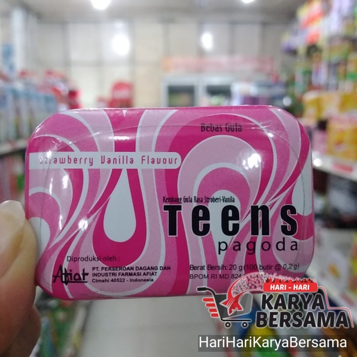 

MAKANAN RINGAN PERMEN TEENS PAGODA STRAWBERRY VANILLA FLAVOUR 20GR