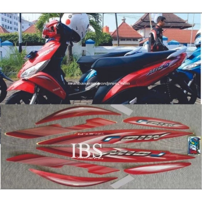 STRIPING MIO J MERAH 2011 STIKER ORI YAMAHA POLET
