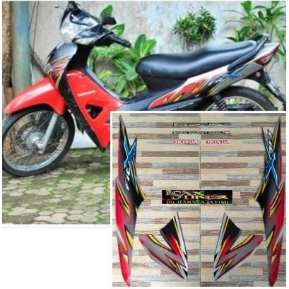 STRIPING FIT X SILVER MERAH KUNING 2008 STANDAR HONDA POLET STIKER