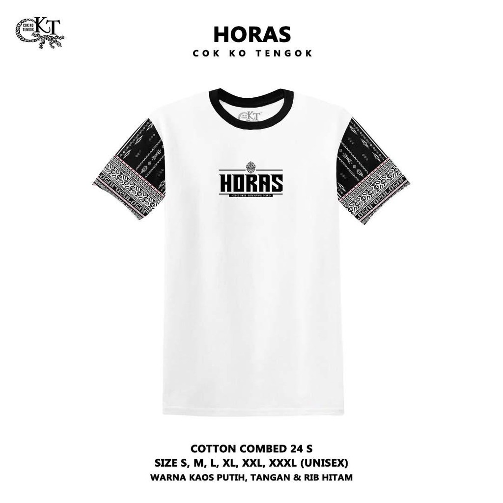 CKT Kaos Batak Horas Motif Ulos Katun Combed 24s Premium Distro