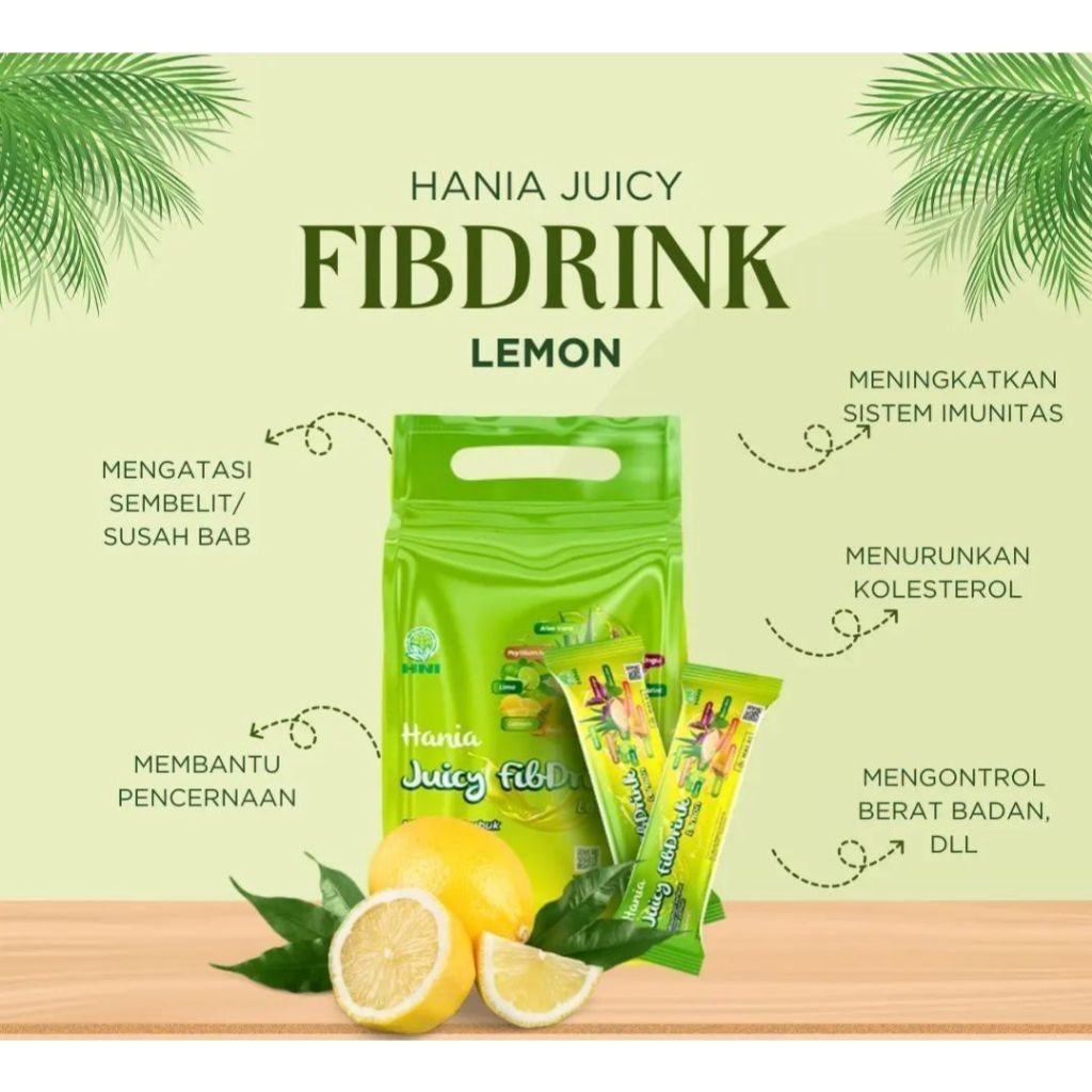 

Original Hania Juicy Fibdrink rasa lemon minuman detox usus dan melancarkan BAB CPT