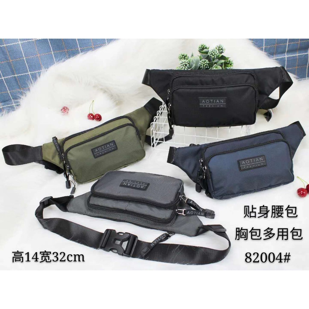 Tas Wanita Pria Import Pinggang Selempang Waistbag Waist Bag AOTIAN AT82004 82004 Bahan Parasut