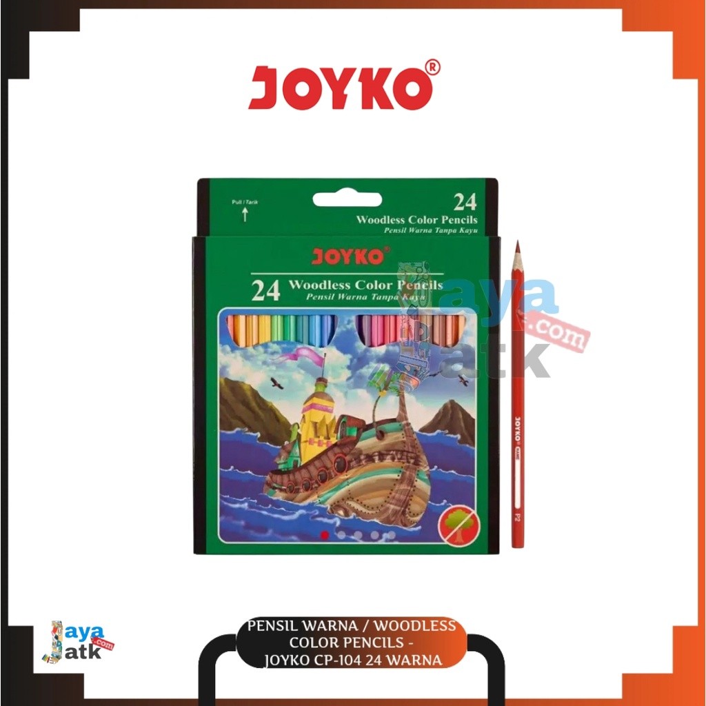 

Pensil Warna Panjang / Woodless Color Pencils 24 Warna - Joyko CP-104