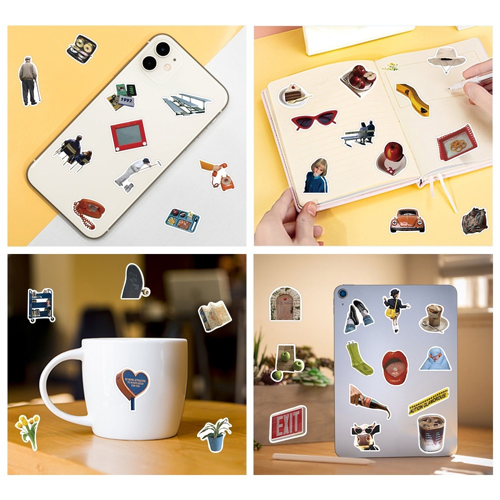

Stiker Ins Gaya Aesthetic Keren Decal Vinyl Anti Air-Sticker Buku Journal Koper Casing HP Laptop Helm Motor