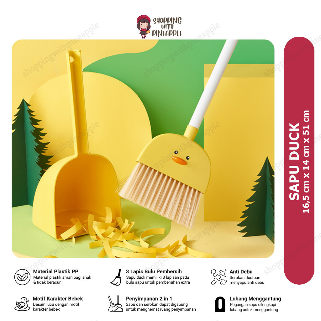 SWP - Sapu Lantai Mini / Set Sapu Dengan Serokan Mini Anak Lucu / Sapu Lantai Duck