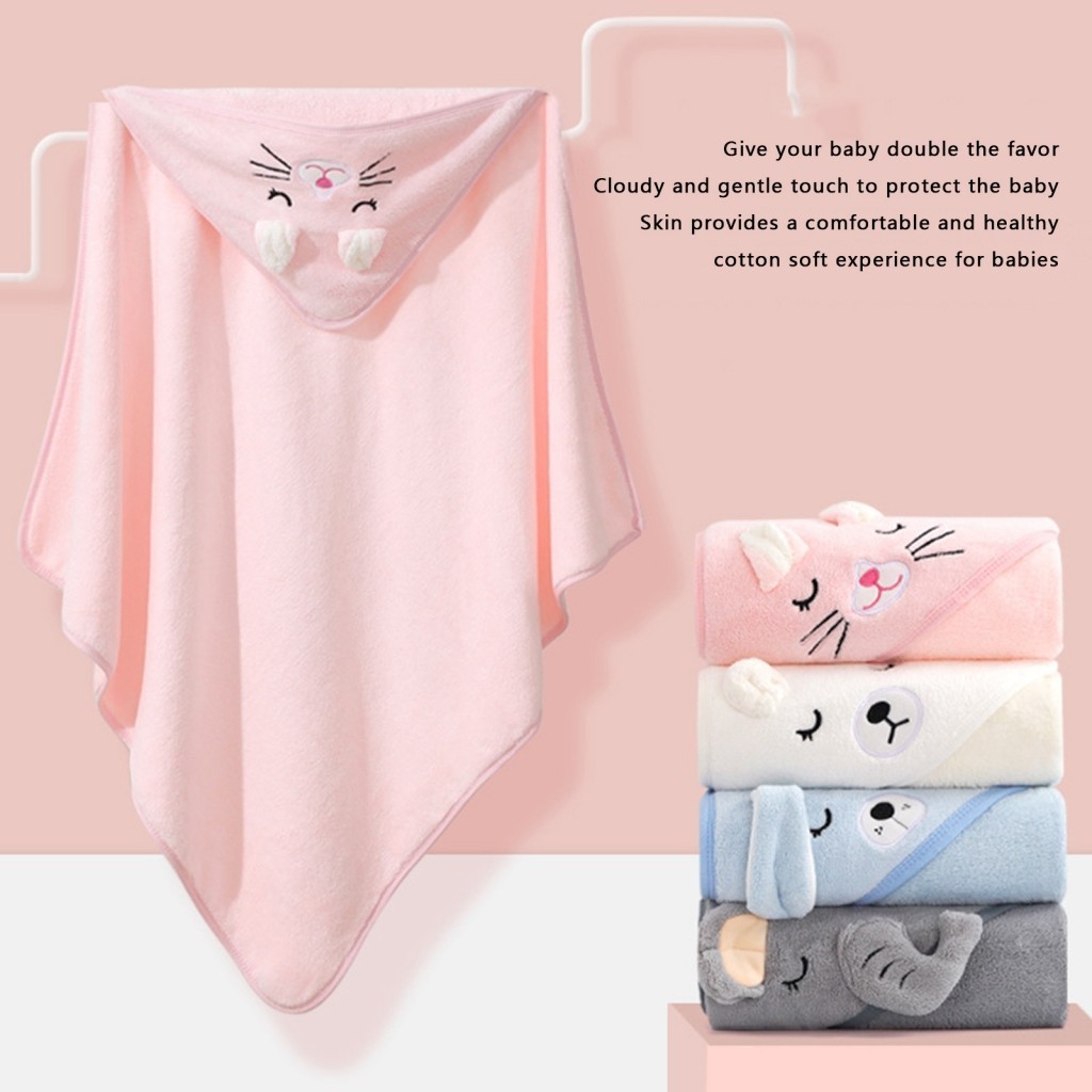 CAMBERUS_SHOP  Handuk Mandi Bayi Handuk Bertudung Penyerap Hewan Lucu dengan Selimut Jubah Mandi Lem