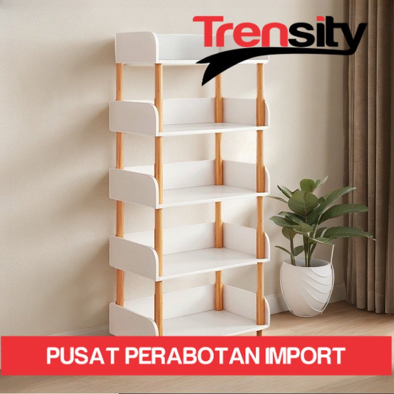 Rak Buku Minimalis 6 Tingkat Rak Makanan Ringan Lemari Buku Kayu Rak Buku Minimalis Kayu *TRENSITY*