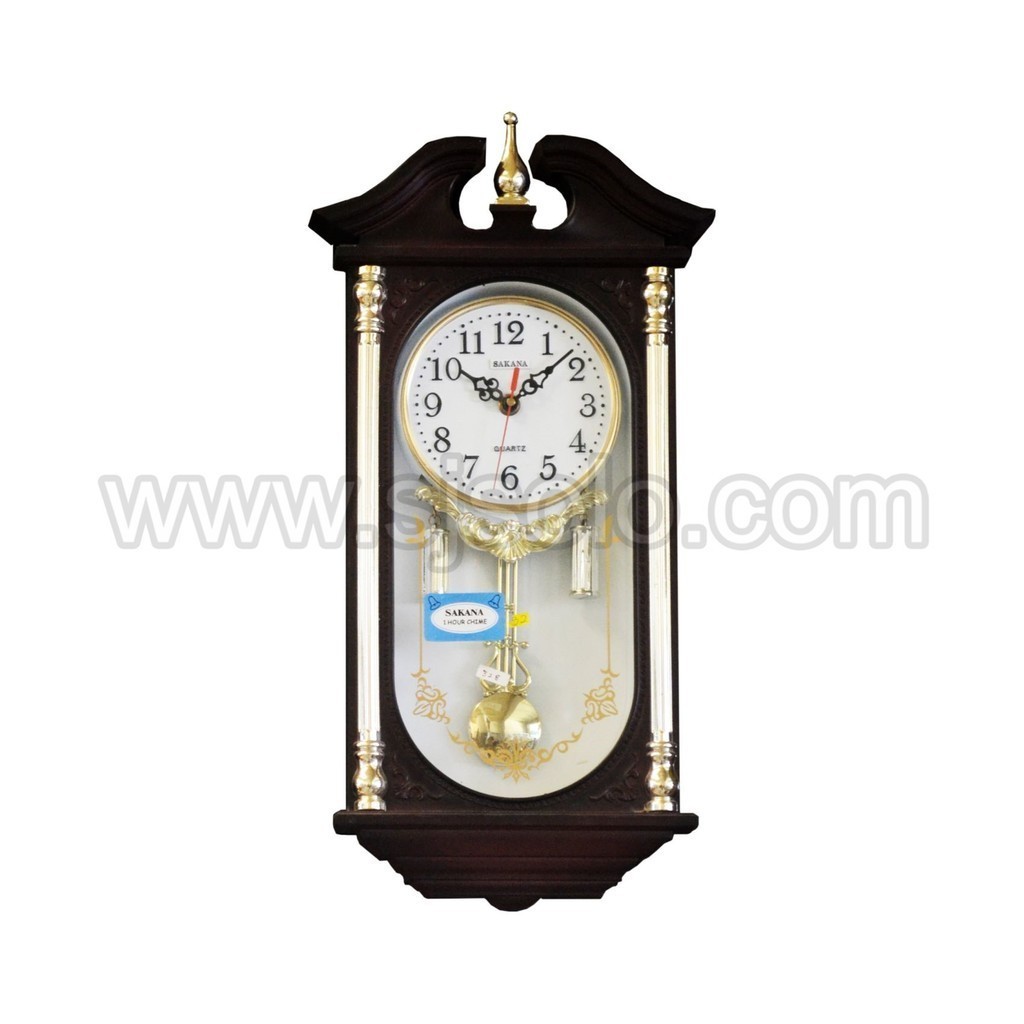 Clock Jam Dinding Rumah Kotak Sakana 328 cokelat jam bandul lonceng