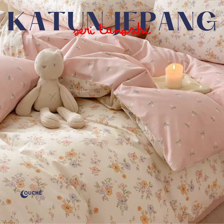 

couchehome - Sprei Katun Jepang Seri Tanoshi | Set Sarung Bantal dan Guling Bahan Halus Aesthetic
