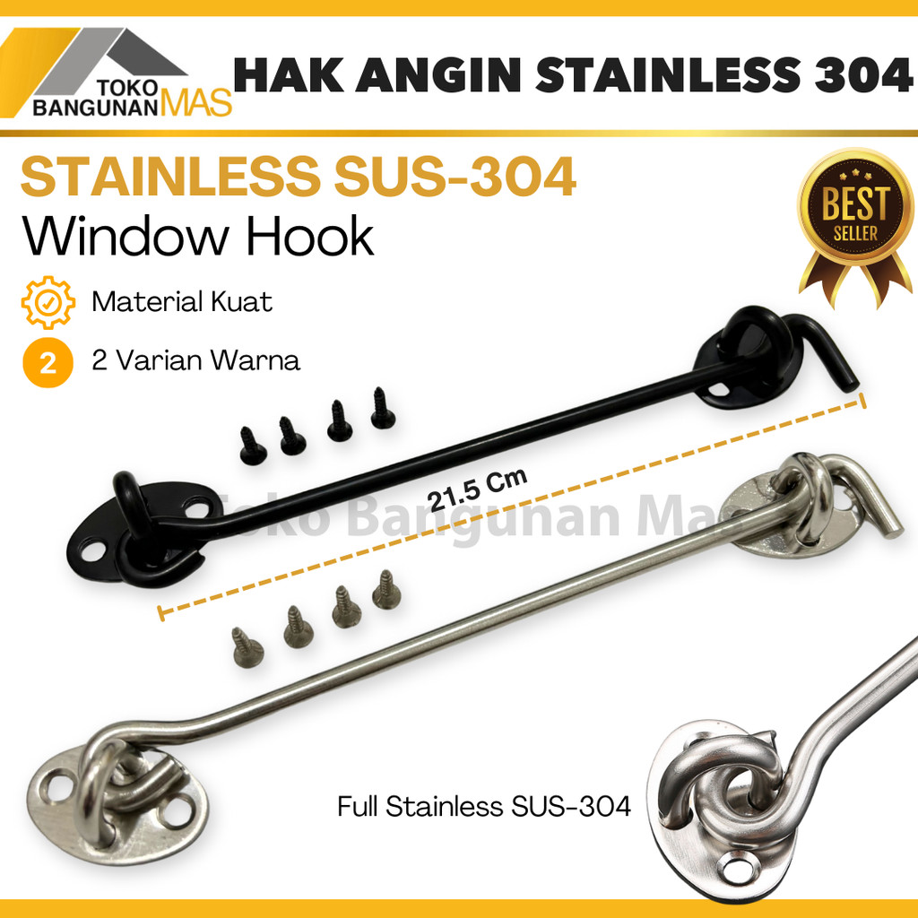 Hak Angin Stainless SUS-304 8 Inch Minimalis Tebal Anti Karat Hak Angin 20 cm TERMURAH HAK01