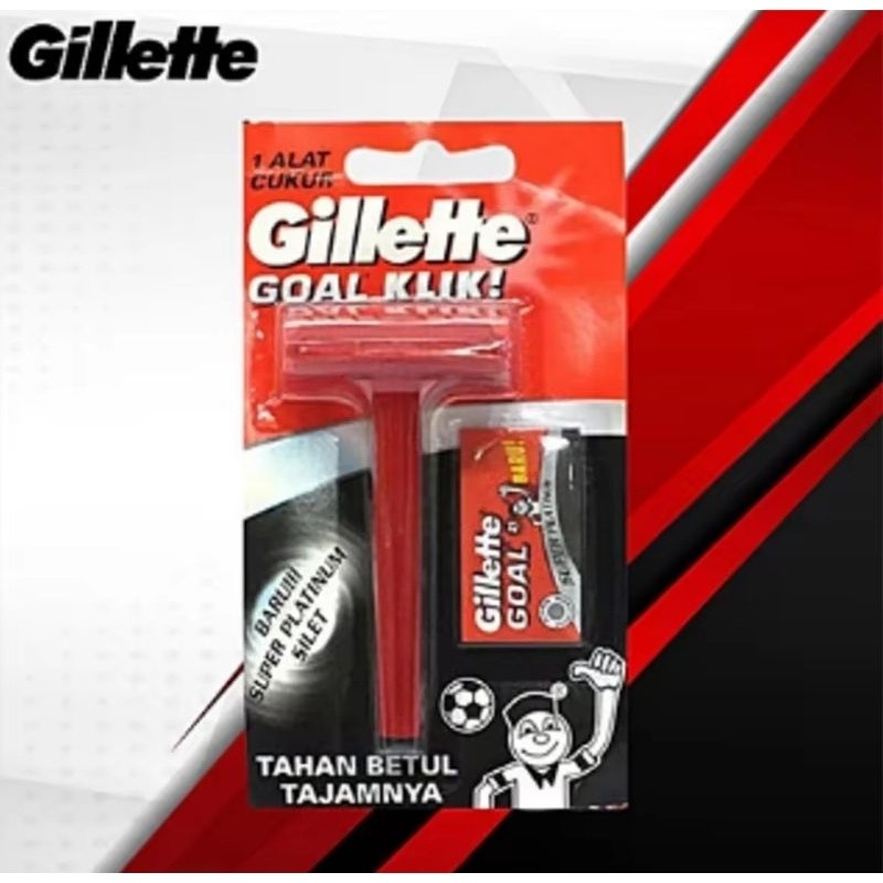 PISAU CUKUR GILLETTE GOAL KLIK ASLI / GILETTE GOAL MERAH / GILETE (1 PCS)