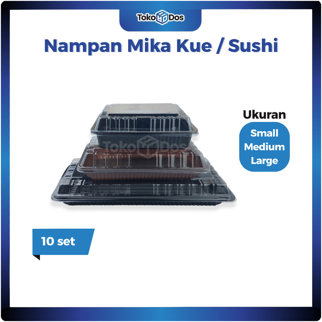 (10 set) Set Nampan Tutup Mika Plastik Untuk Brownies Kue Sushi  Merk LUX Small Medium Large