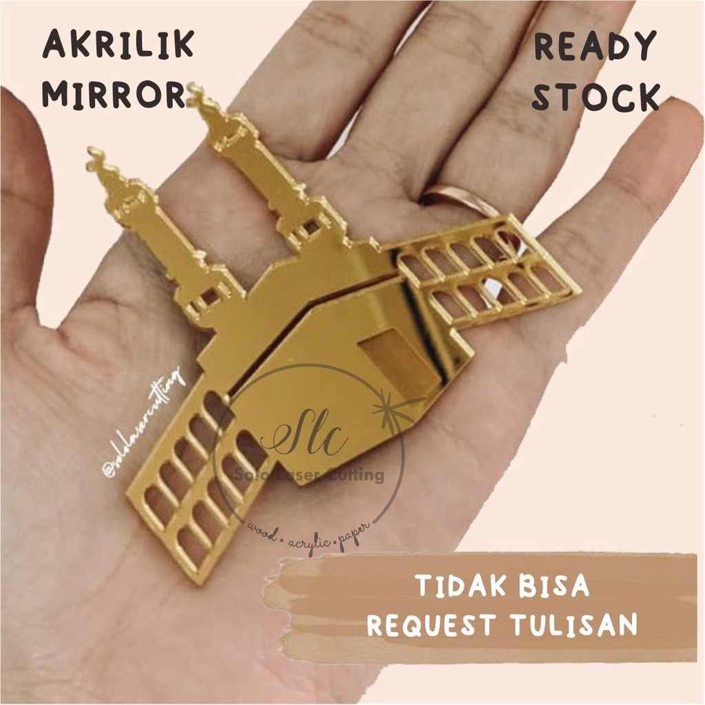 Ka'bah Siluet Mini Acrylic Mirror Scrapbook/Hiasan Mahar MASJIDIL HARAM KA'BAH Ornament Pernik Dekor