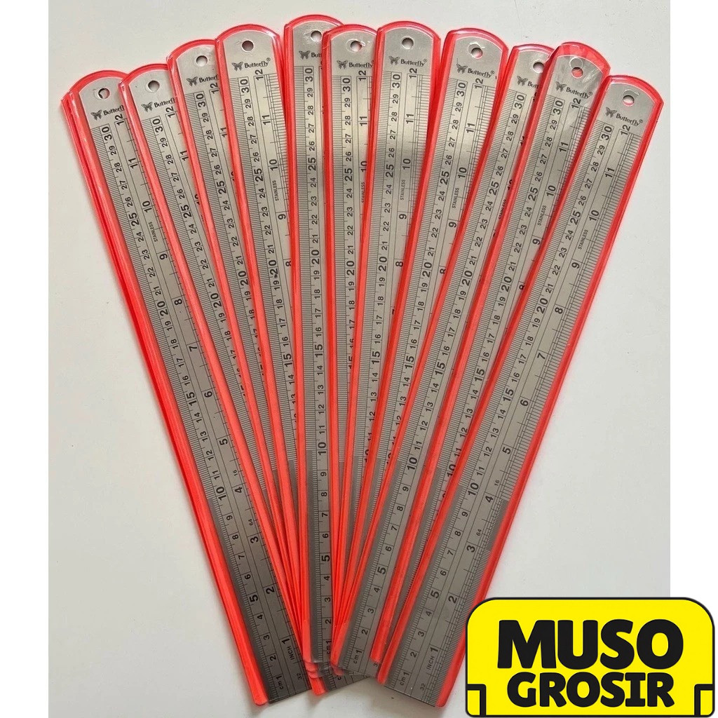 

MUSO | Penggaris Besi 30cm Butterfly / Safari Brand Stainless Stell Kuat Awet
