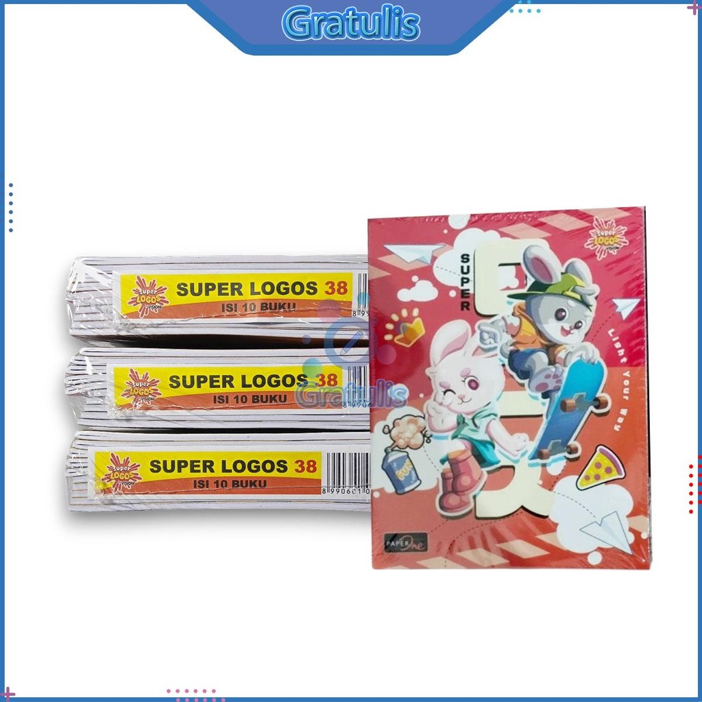 

BUKU TULIS SEKOLAH SUPER LOGOS 38 LEMBAR [10 BUKU/1 PACK] / BUKU CATATAN BY VISION / ALAT TULIS / ATK KANTOR / PERLENGKAPAN SEKOLAH / KERTAS PAPER A5 KWARTO / BUKU PENDEK KARAKTER