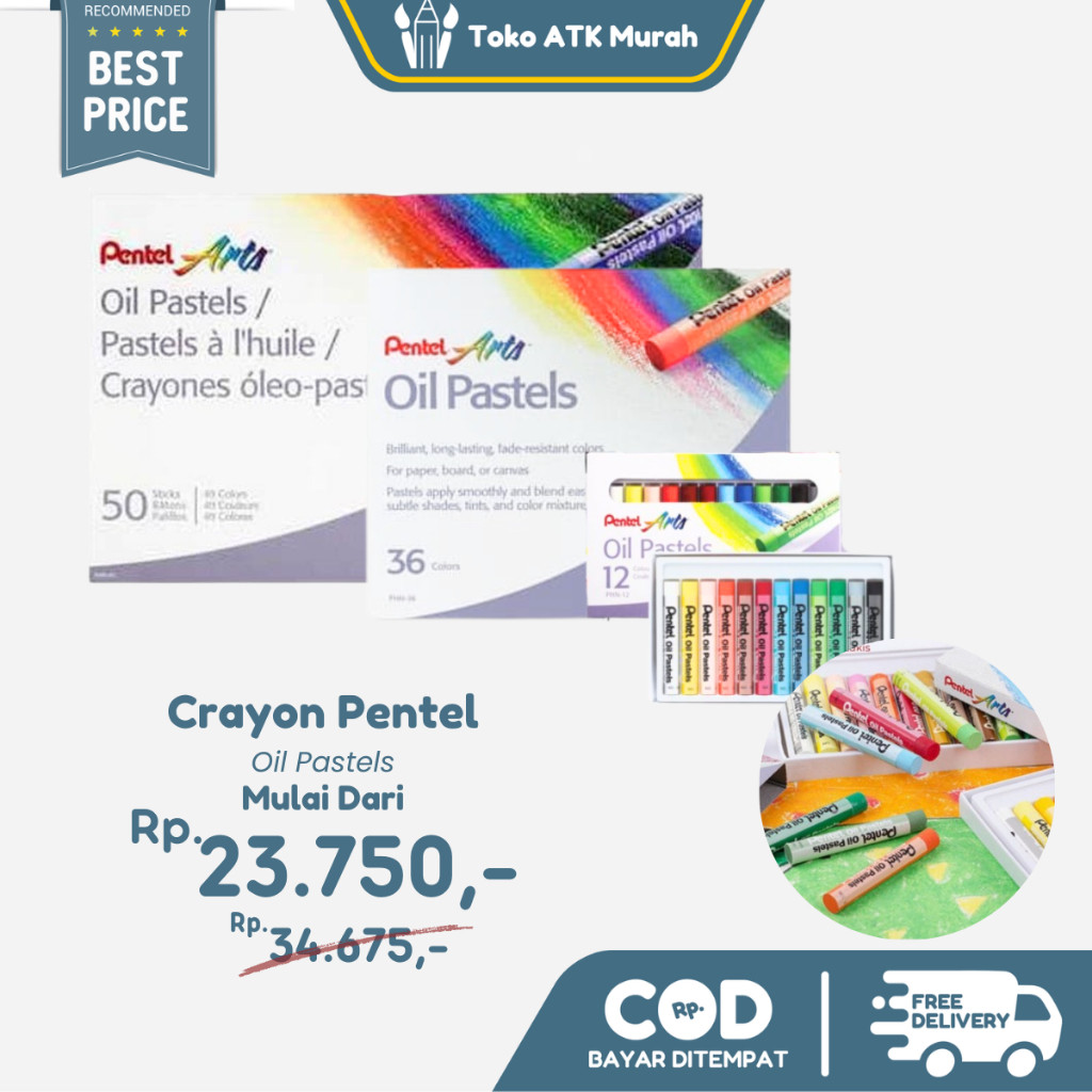 

Crayon Oil Pastel Pentel 50 Warna - Krayon Mewarnai