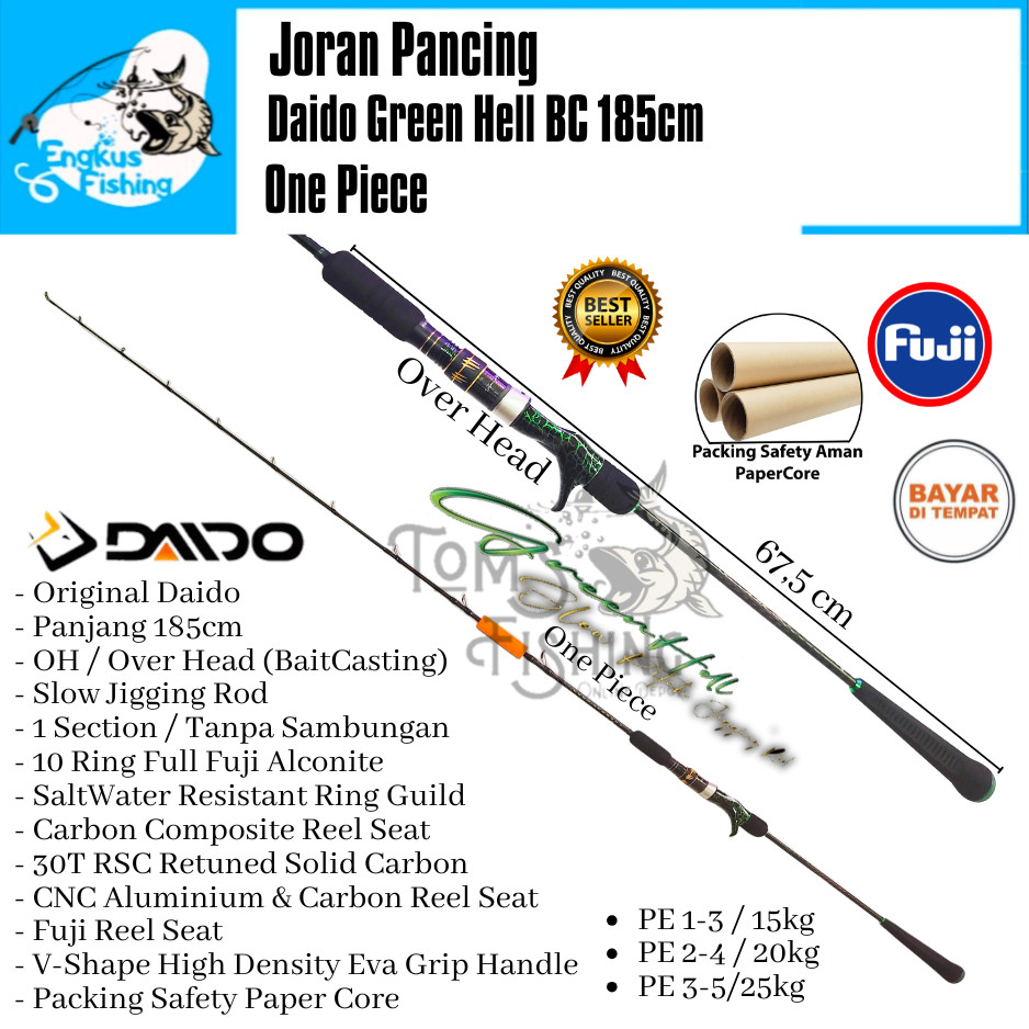 Joran Pancing DAIDO GREEN HELL One Piece BC 185cm Jigging (15kg - 25kg) OH Fuji - Engkus Fishing