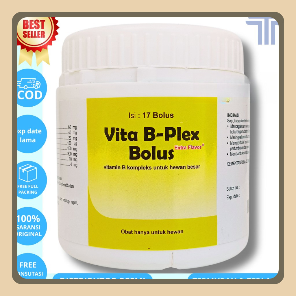 VITA B PLEX BOLUS 1 POT (17 BOLUS) MEDION - Vitamin B Complex Bolus Untuk Ternak Sapi Kambing Domba