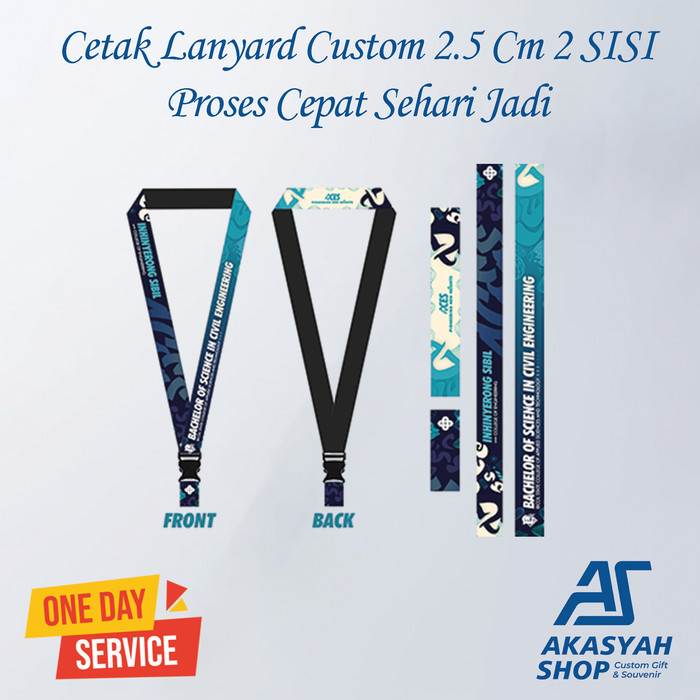 

Tali Lanyard ID Card 2.5 Cm Custom Desain Print 2 SISI Sehari Jadi Murah