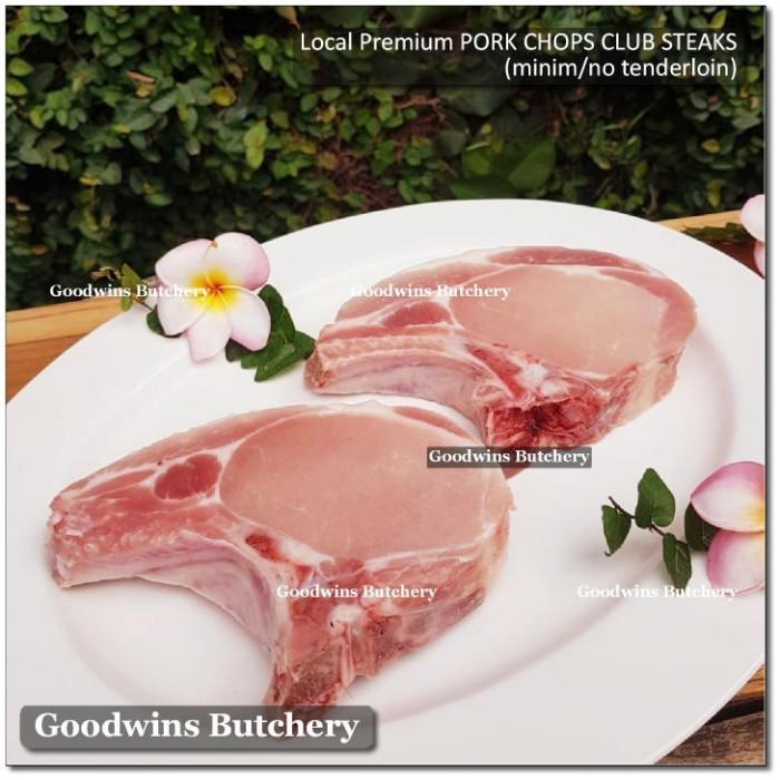 

500g 2pcs PORK CHOP SKIN OFF CLUB STEAK 3/4" 2cm Local Premium