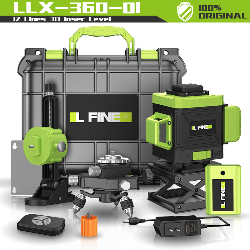 L-FINE 8/12/16 Lines 3/4D Laser Level green line SelfLeveling 360 Horizontal And Vertical Super Powe