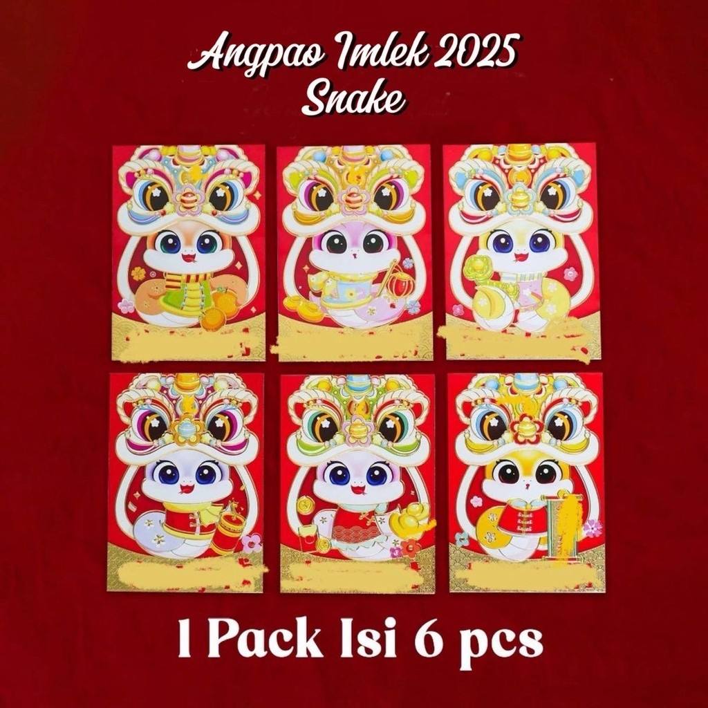 

Angpao Imlek Edisi Taun Ular Angpao Imlek isi 6pc 2025 Kertas Merah Shio Lunar Chinese Newyear Angpau Amplop Hoki