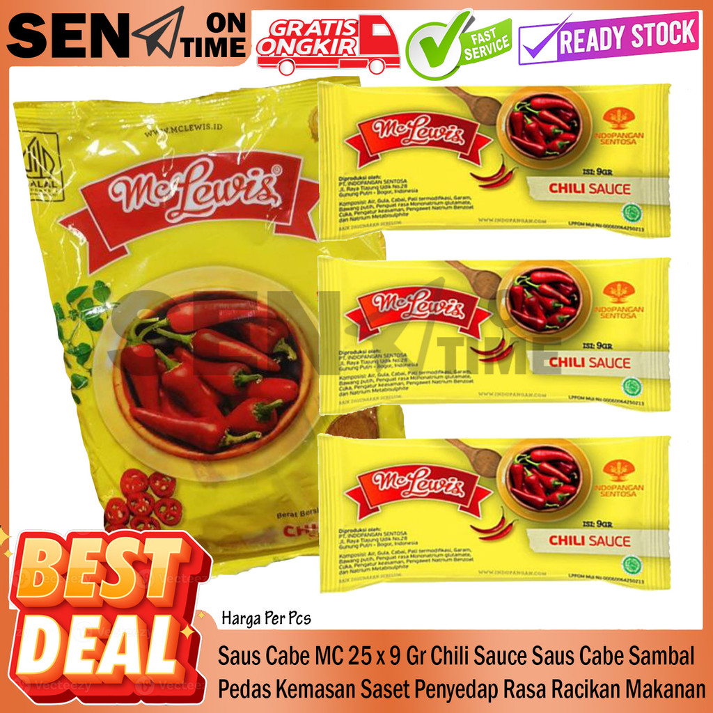 

Mc Lewis 25 X 9 Gr Chili Sauce Sachet Saos Cabe Saus Sambal Pedas Cabai Asli Sambel Mclewis Kemasan Saset Sasetan Kecap Racikan Makan Penyedap Rasa Hot Premium Value Frozen Food Campuran Makanan HBI Ringan Rds4