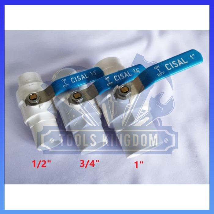 Ball Valve PVC Cisal Putih 1/2" / Stop Kran PVC Gagang Besi Cisal 1/2"
