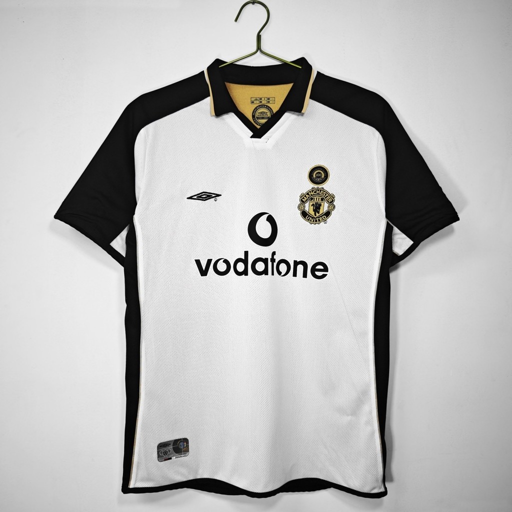 01/02 Manchester United Edisi Peringatan Klasik Dua Sisi Jersey Kustom Bordir Olahraga Seragam Sepak