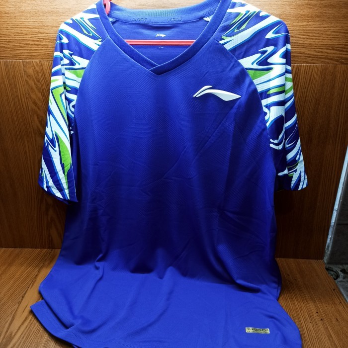 Kaos Badminton LINING ATSU809 (Red & Navy) 100% ORIGINAL - Navy - XXL