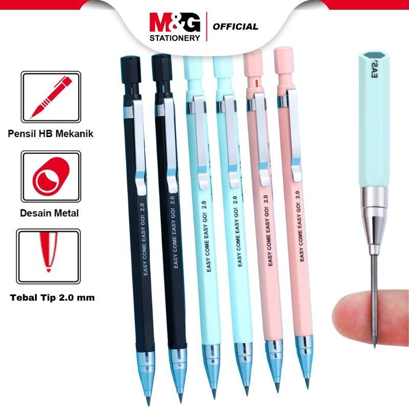 

M&G Pensil Mekanik 2B Dilengkapi Rautan Mechanical Pencil 2.0mm Free Sharpener Desain Hexagonal Nyaman Digunakan Tidak Mudah Patah Kokoh
